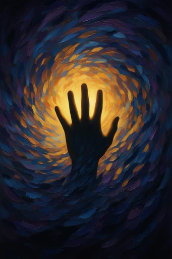 Luminous Celestial Impasto style reference image — deep cobalt and indigo
