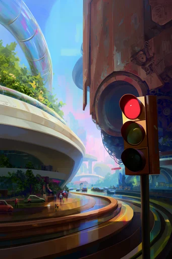 Lush Mythic Solarpunk style reference image — mythic scale