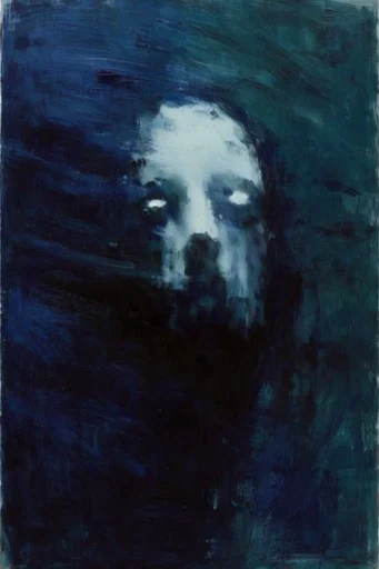 Nocturnal Bioluminescent Tonalism style reference image — heavy impasto texture