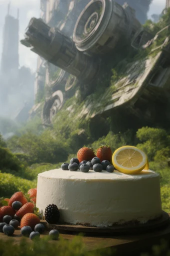 Overgrown Industrial Solarpunk style reference image — cinematic atmospheric haze