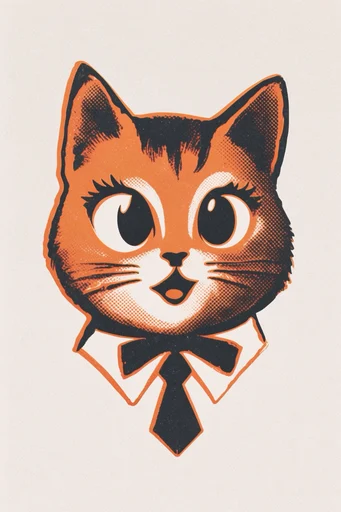Retro Halftone Printworks style reference image — retro analog grain