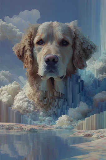 Recursive Voxel Surrealism style reference image — parametric geometric fragmentation