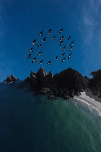 Aerial Oceanic Minimalism style reference image — top-down aerial perspective