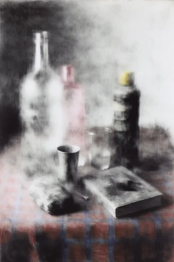 Ethereal Monochrome Noir style reference image — heavy film grain
