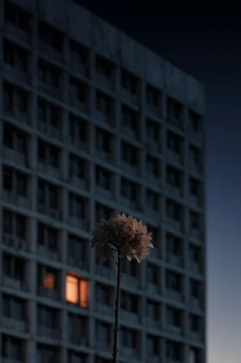 Monolithic Nocturnal Brutalism style reference image — cinematic solitude