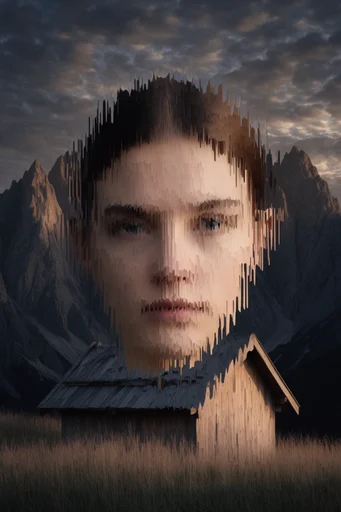 Fragmented Digital Surrealism style reference image — digital glitch art
