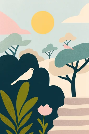 Grainy Minimalist Folk style AI image example 2