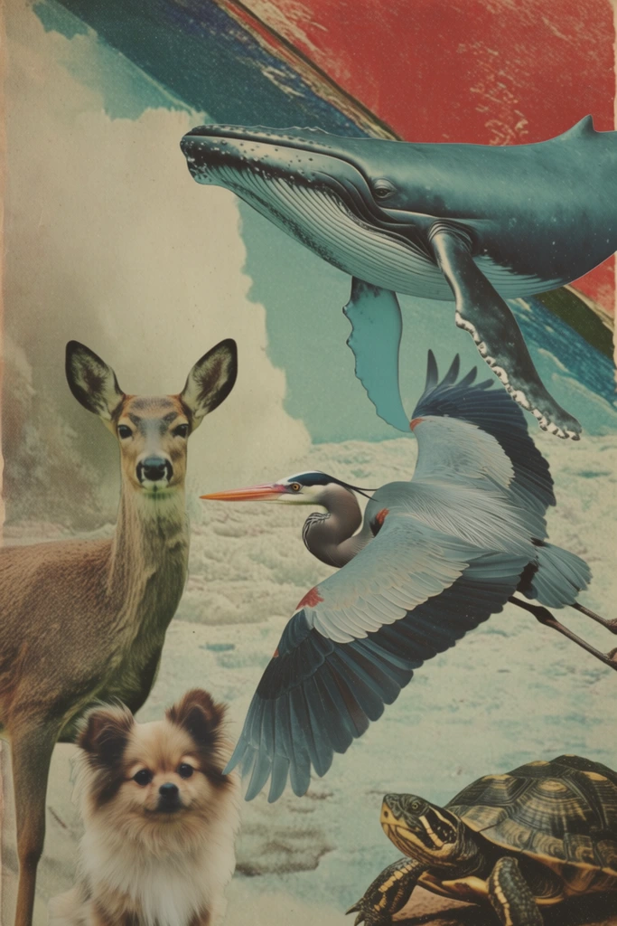 Nostalgic Surrealist Collage style AI image example 3