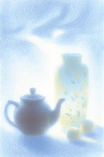 Nocturnal Ethereal Cyanotype style reference image — Prussian blue and cream