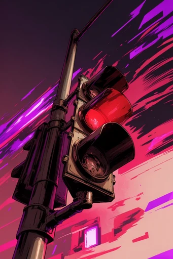 Neon Synthwave Graphic Noir style reference image — bold ink outlines