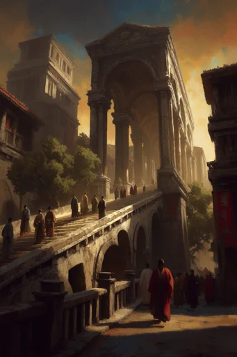 Monumental Industrial Golden Haze style reference image — cinematic megastructure