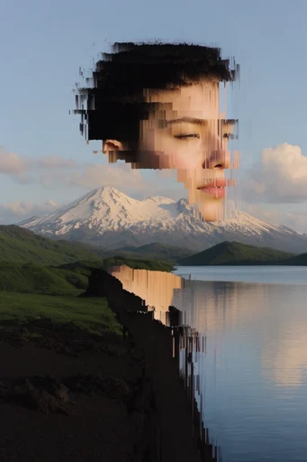 Surreal Digital Disintegration style reference image — surreal portraiture