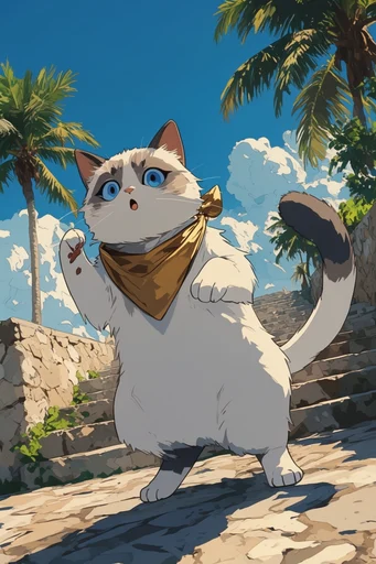 Vibrant Summer Anime style reference image — saturated blue skies