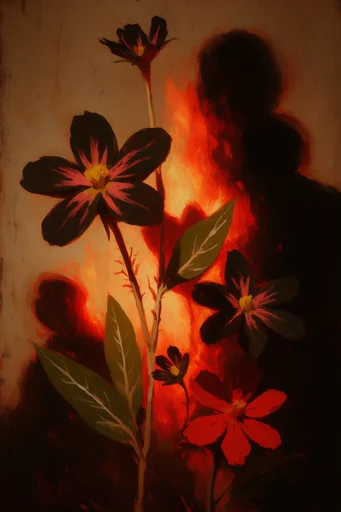 Apocalyptic Crimson Impressionism style reference image — high-contrast silhouettes