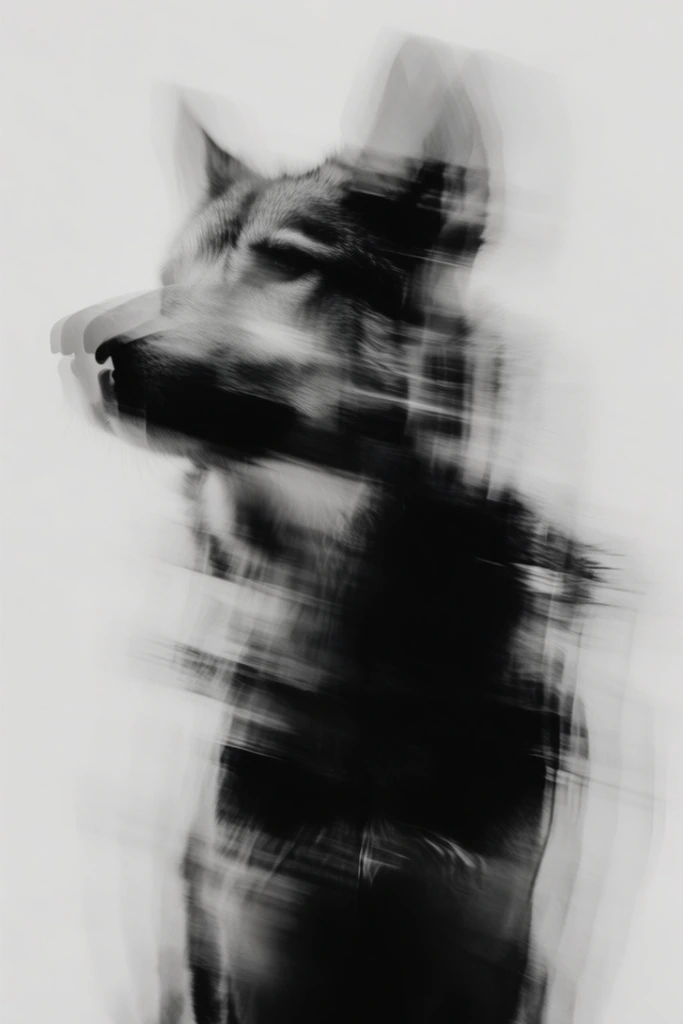 Monochrome Glitch Surrealism style AI image example 3
