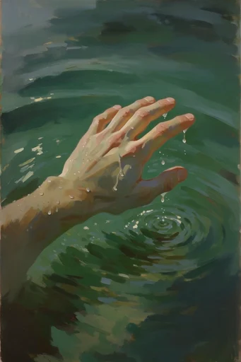 Luminous Impasto Waters style reference image — visible painterly brushstrokes