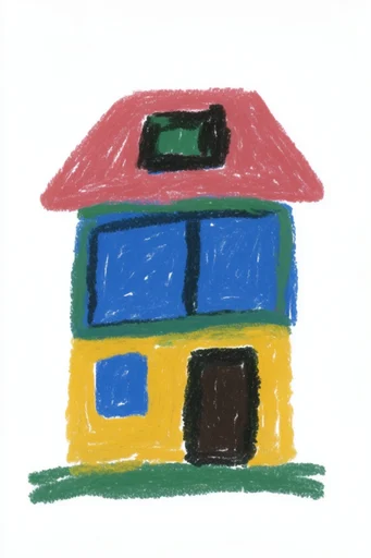 Textured Naive Storybook style reference image — vibrant primary color palette