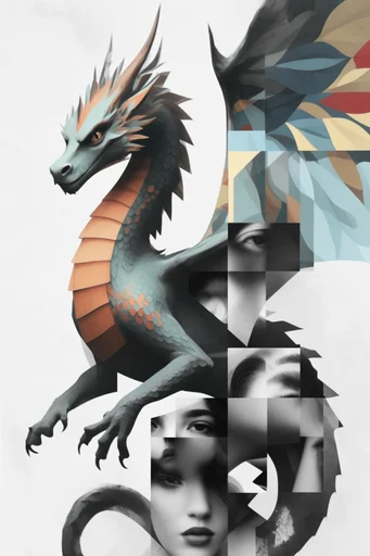 Fragmented Monochrome Surrealism style reference image — digital glitch distortion