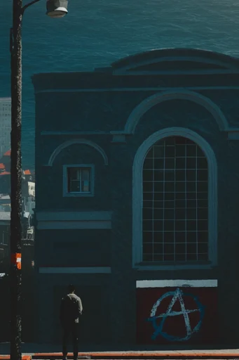 Minimalist Oceanic Solitude style reference image — high-angle aerial perspective