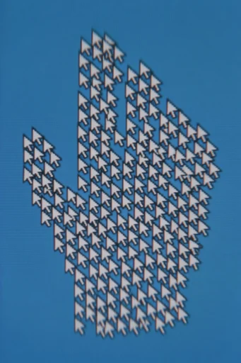 Retro Cursor Surrealism style reference image — pixelated mosaic