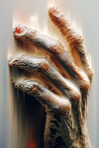 Digital Dissolution Glitch style reference image — digital disintegration
