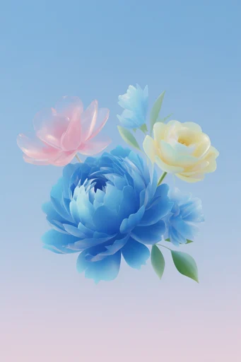 Refractive Cobalt Minimalism style reference image — soft refractive gradients