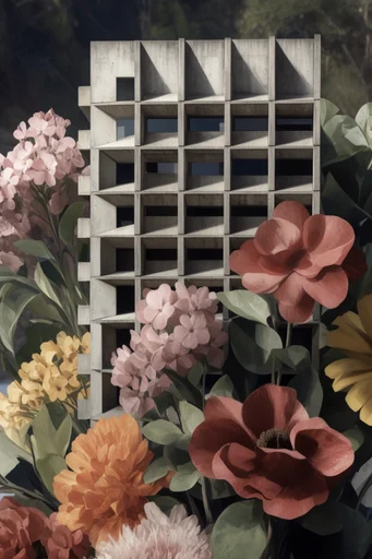 Monolithic Parametric Brutalism style reference image — biomorphic stone textures