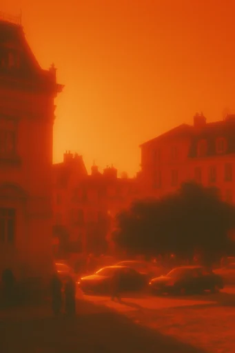 Cinematic Crimson Nocturne style reference image — monochromatic crimson and amber palette