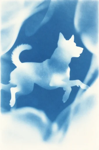 Ethereal Cyanotype Dreamscape style reference image — nocturnal atmosphere