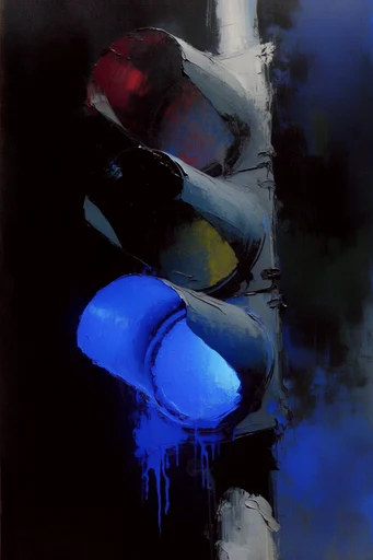 Luminous Noir Expressionism style reference image — electric blue and neon accents