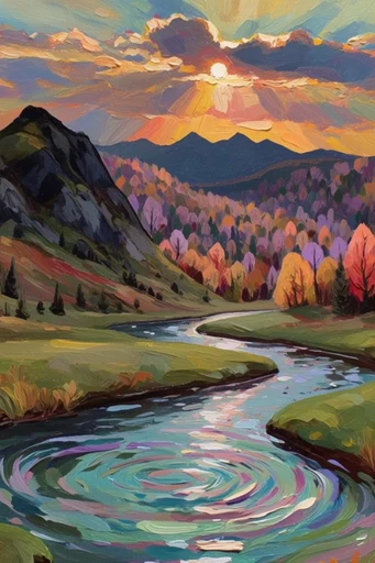 Whimsical Impressionist Waterscapes style reference image — serene pond life