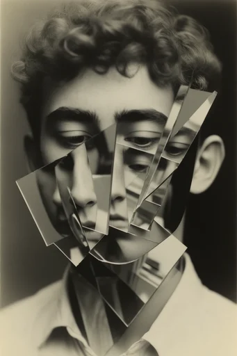 Deconstructed Monochrome Surrealism moodboard — generate AI images in this style