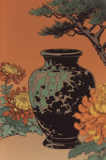 Modern Ukiyo-e Graphic style reference image — bold black outlines