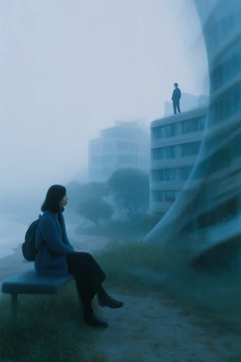 Ethereal Blue Solitude style reference image — monochromatic blue palette
