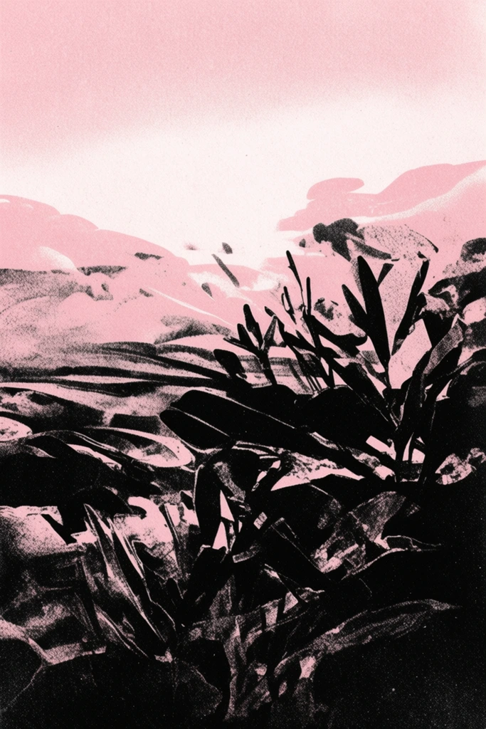 Gritty Noir Risograph style AI image example 2