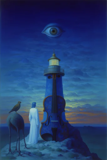 Cosmic Twilight Surrealism style reference image — biomorphic forms