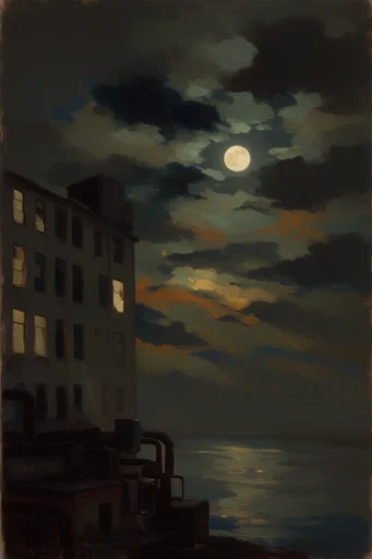 Atmospheric Nocturnal Romanticism style reference image — impasto oil painting