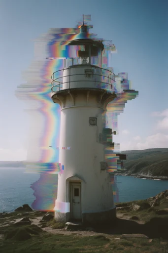 Synthetic Glitch Surrealism style reference image — digital corruption