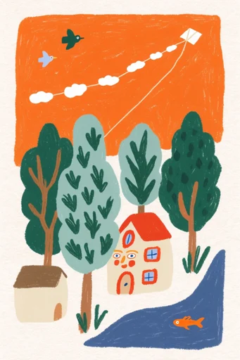 Textured Naive Whimsy style AI image example 2