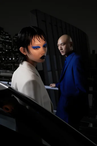 Avant-Garde Cobalt Minimalism style reference image — avant-garde beauty portrait