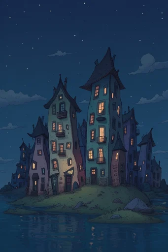 Nocturnal Storybook Noir style AI image example 2