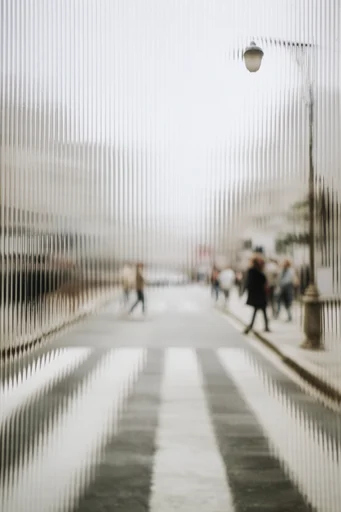 Refracted Organic Minimalism style reference image — fluted glass distortion