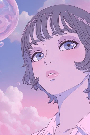 Ethereal Pastel Surrealism style reference image — nostalgic urban fantasy