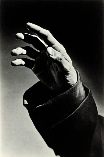 Experimental Noir Monochromes style reference image — gritty film grain