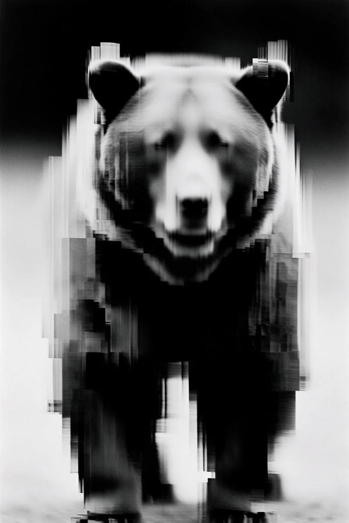 Monochrome Glitch Surrealism style AI image example 3