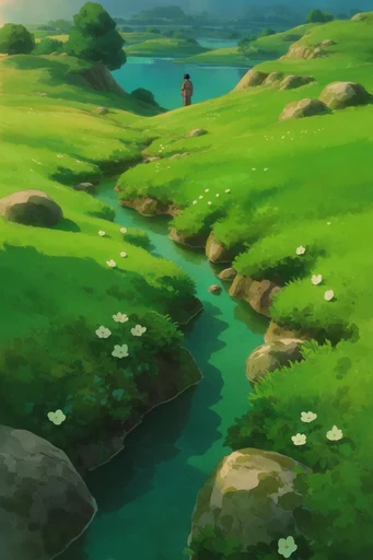 Verdant Relic Odyssey style reference image — vibrant emerald and turquoise palette