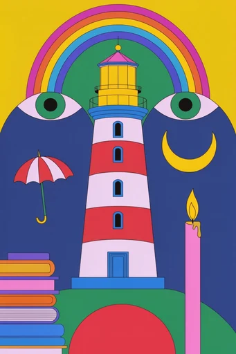 Vibrant Neo-Psychedelic Pop style reference image — surreal whimsical characters