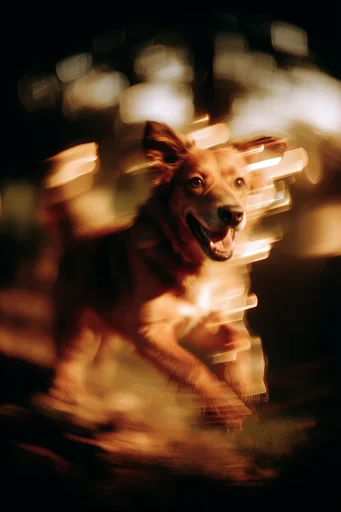 Kinetic Amber Dreamscape style reference image — shutter drag