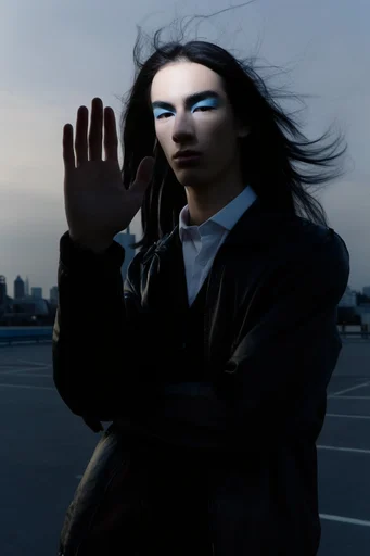 Nocturnal Avant-Garde Noir style reference image — deconstructed fashion silhouettes