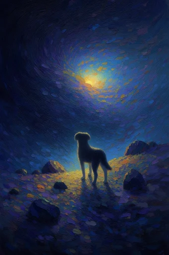 Luminous Celestial Impasto style reference image — dreamlike nocturnal landscape